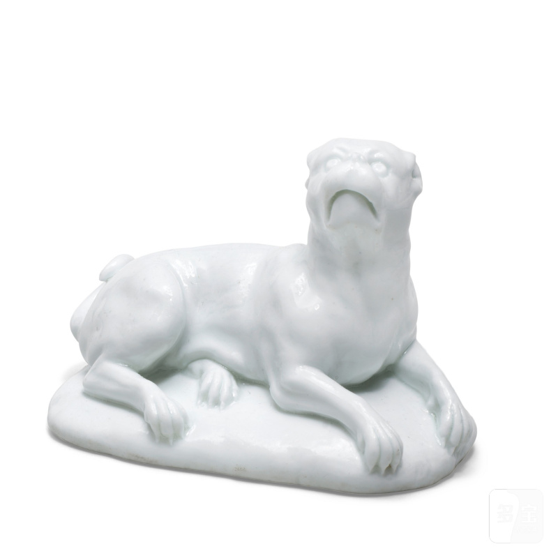 A French soft-paste white reclining pug dog, circa 1740 - 图3